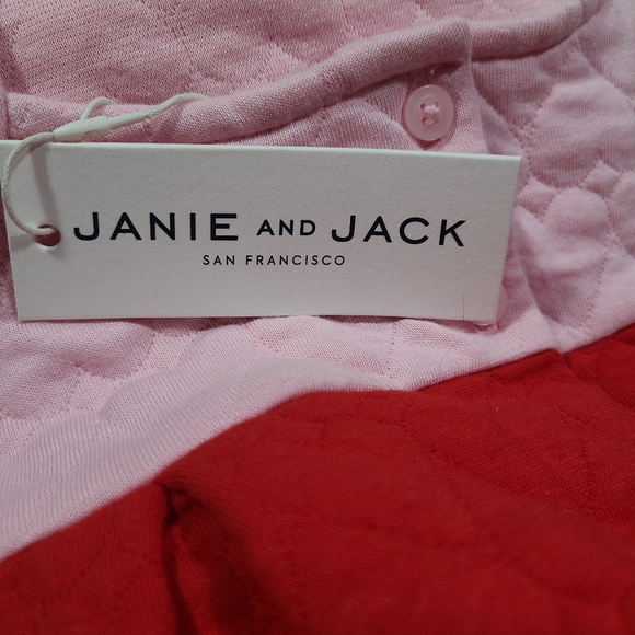 NEW JANIE & JACK Red Pink Colorblock Quilted Heart Valentines Day Dress 2T Girl - Picture 4 of 7